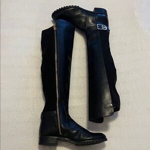 Michael Kors Black Over the Knee Boots with Silver Accent